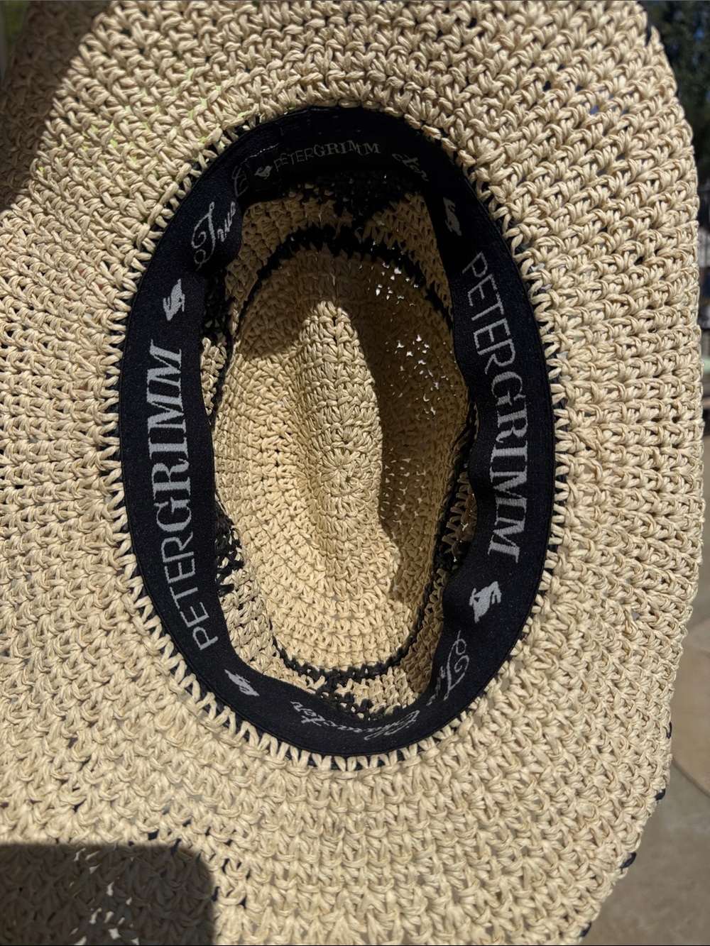 Peter Grimm New Aztec 3 band/ feathers Natural Straw Crochet Hat Black Accents - Picture 10 of 11